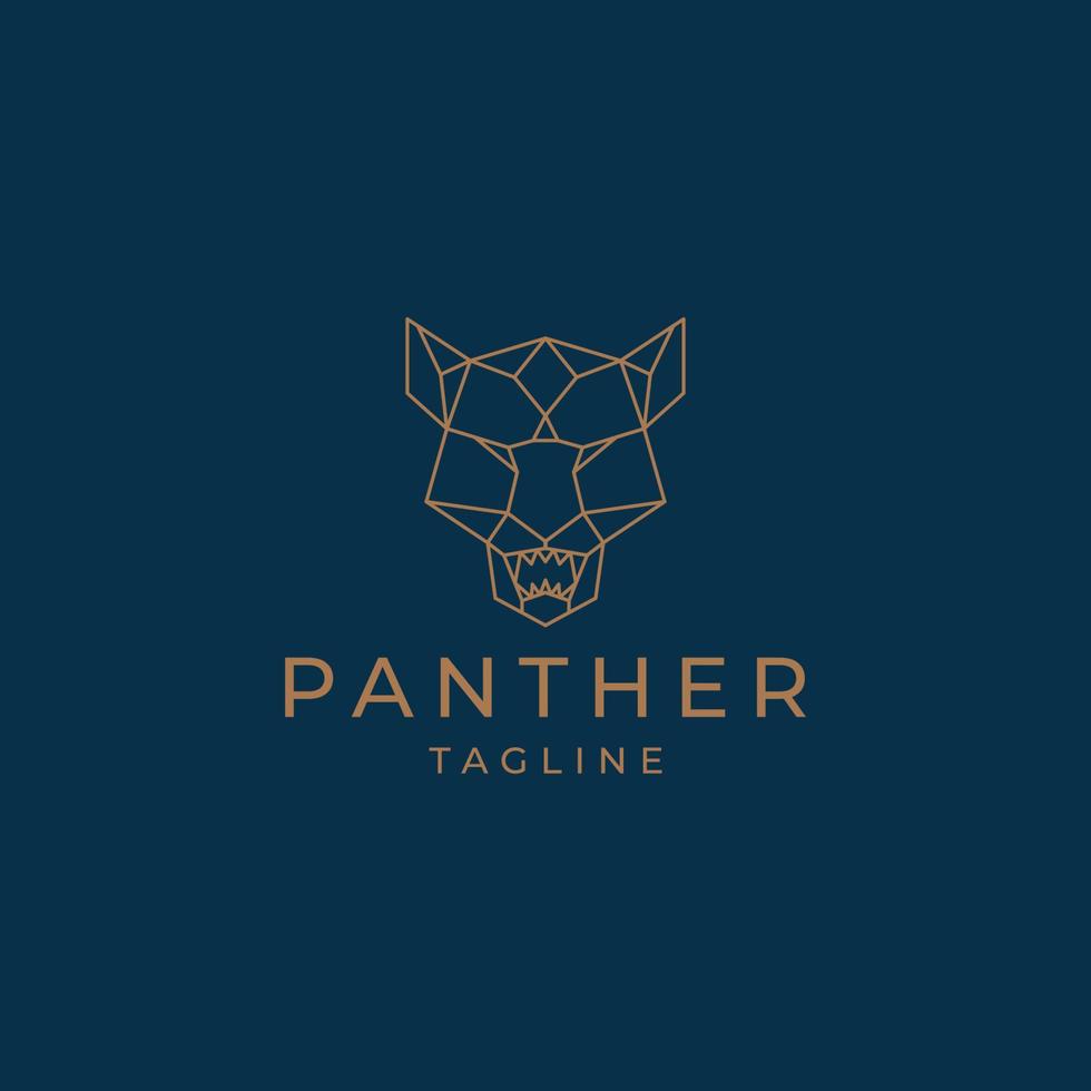 Panther head geometric logo icon design template vector