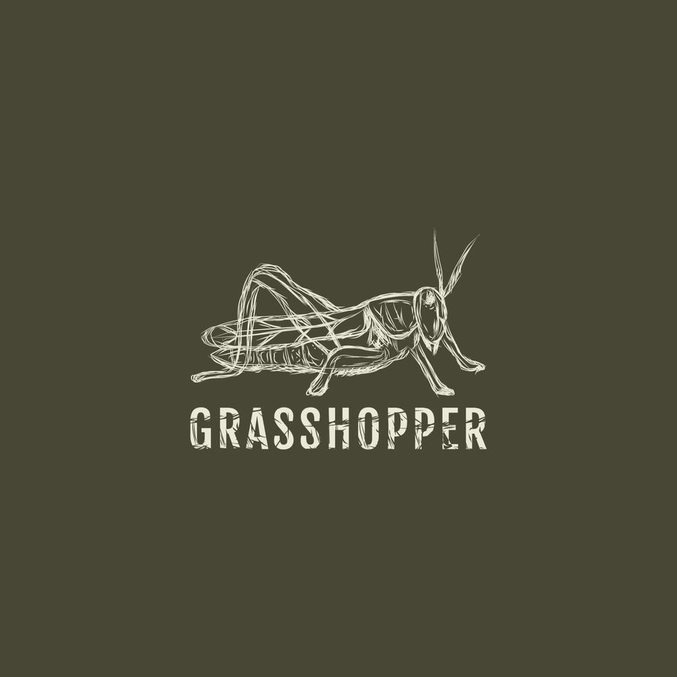 Grasshopper vintage logo design template vector