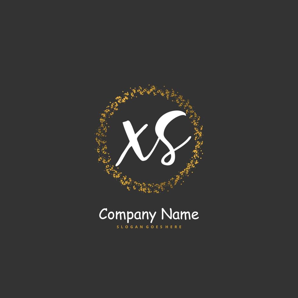 XS Initial handwriting and signature logo design with circle. Beautiful design handwritten logo for fashion, team, wedding, luxury logo. vector