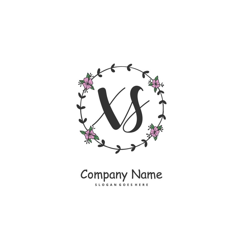 XS Initial handwriting and signature logo design with circle. Beautiful design handwritten logo for fashion, team, wedding, luxury logo. vector