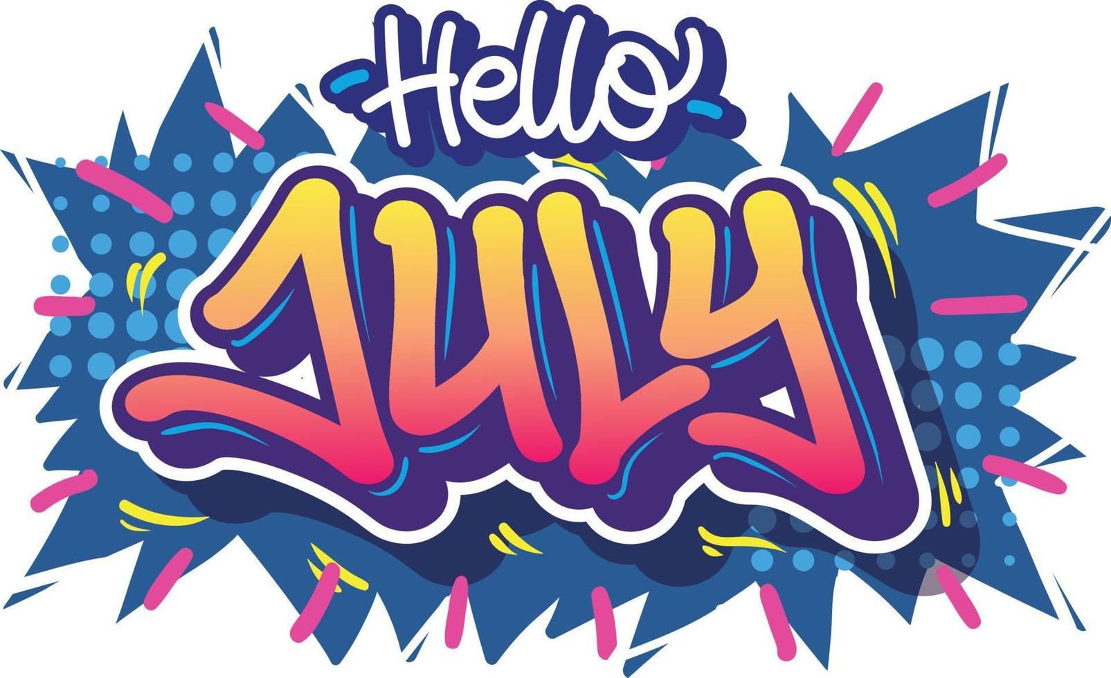 Name of months in readable lettering graffiti style vector design with vibrant color. Isolated on white background.