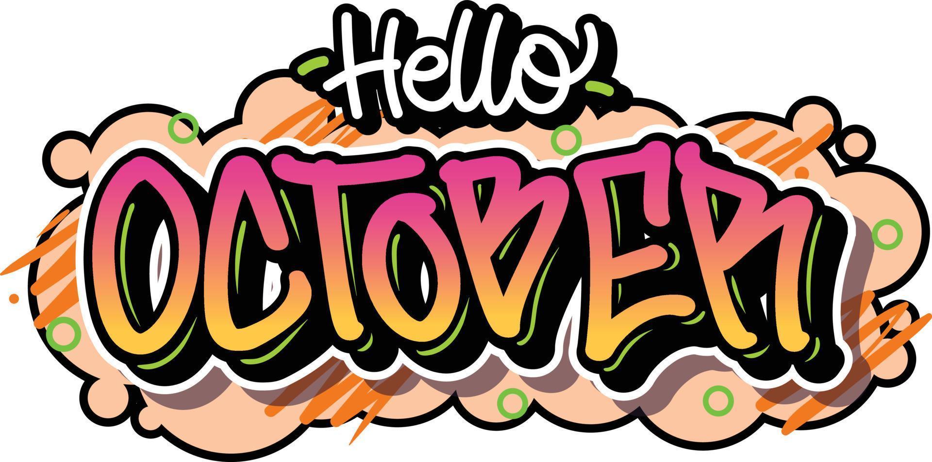 Name of months in readable lettering graffiti style vector design with vibrant color. Isolated on white background.