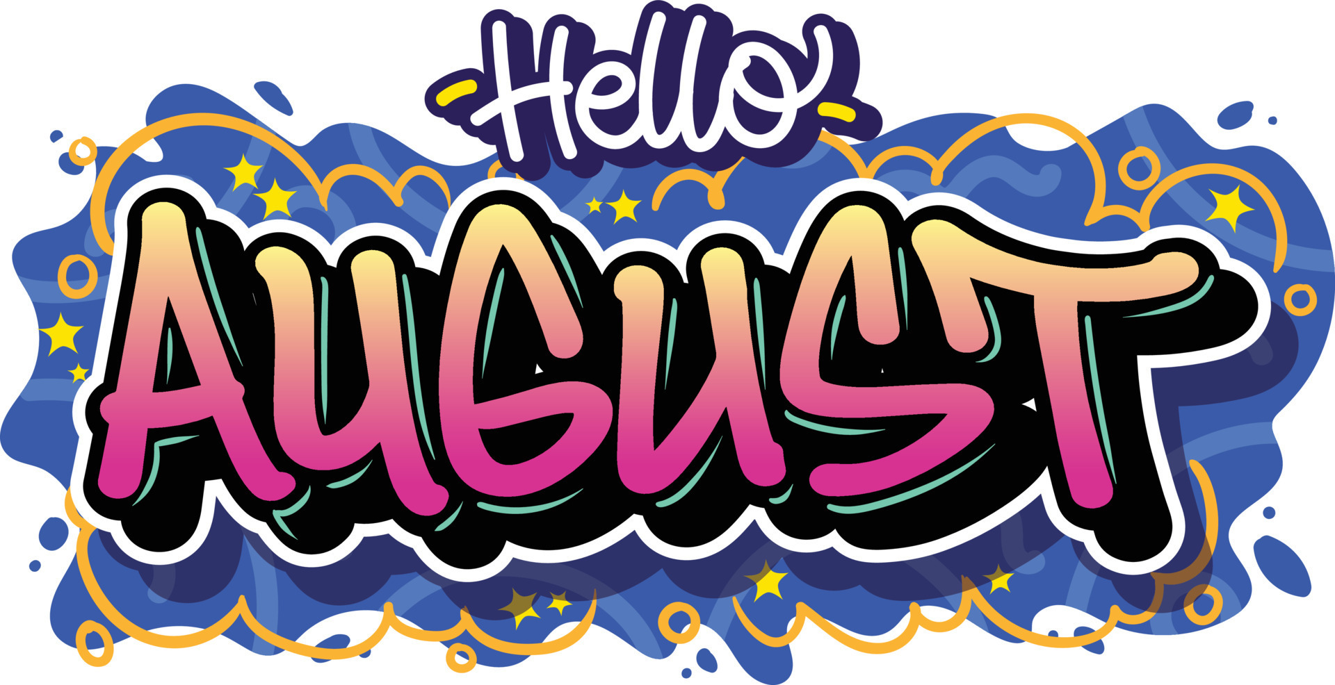 Name of months in readable lettering graffiti style vector design with