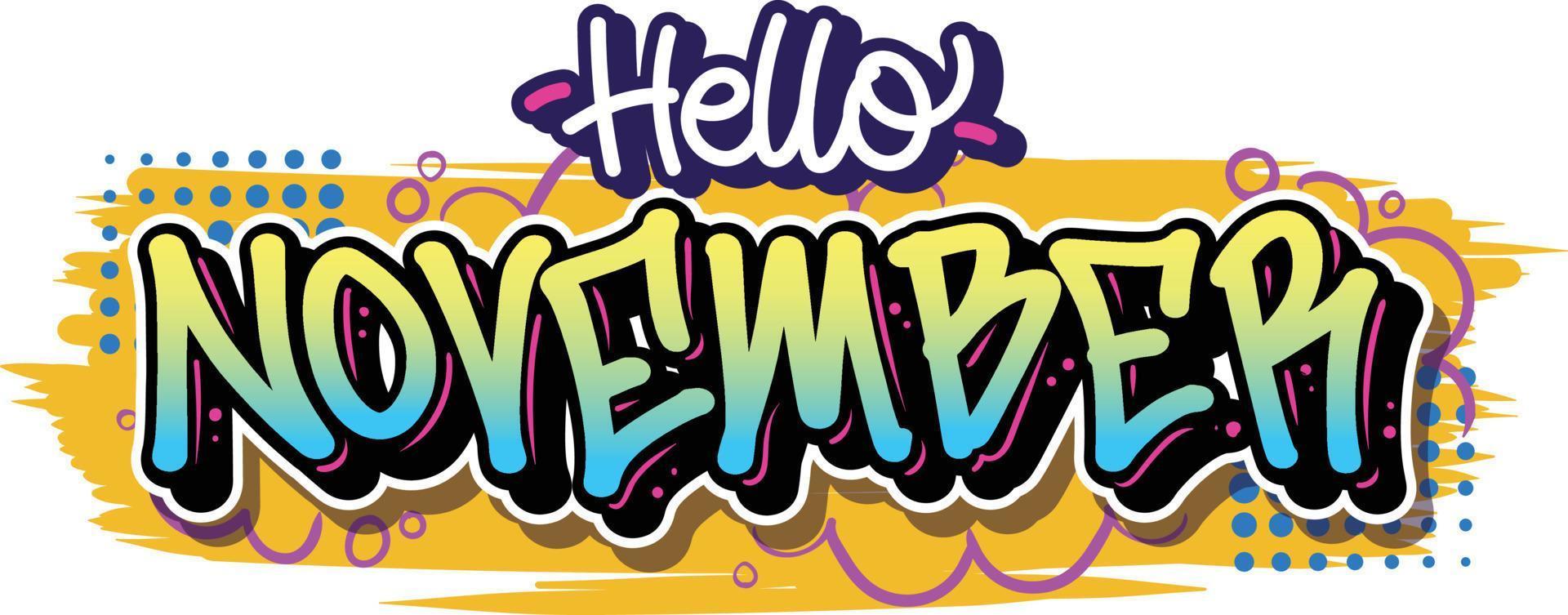 Name of months in readable lettering graffiti style vector design with vibrant color. Isolated on white background.