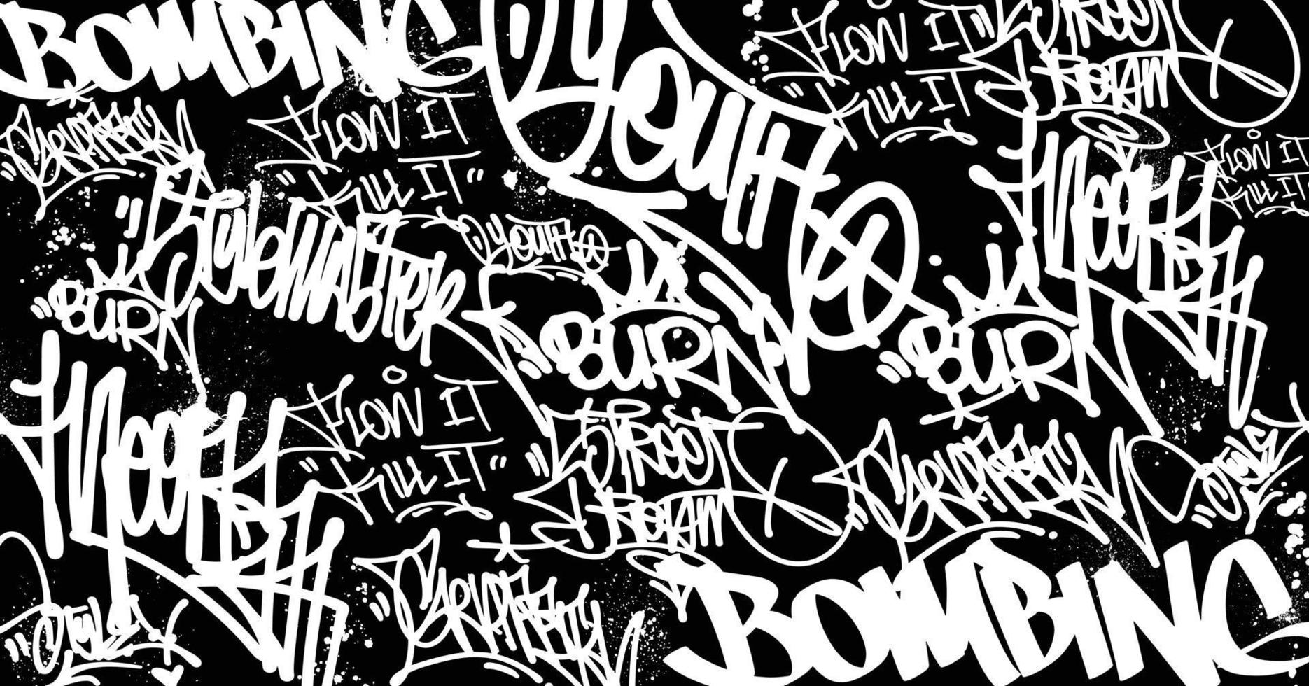 Graffiti art background with scribble throw-up and tagging hand-drawn