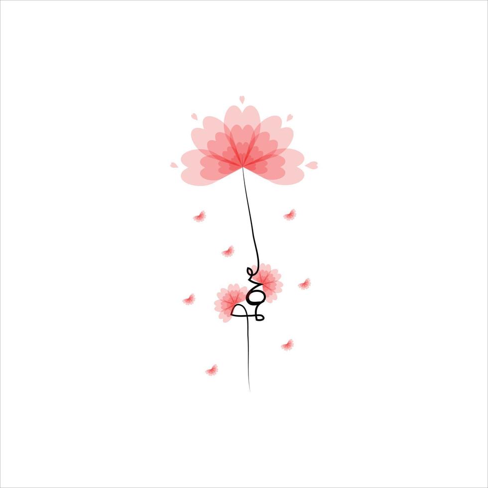 amor con ilustración de diseño de camiseta de flores vector
