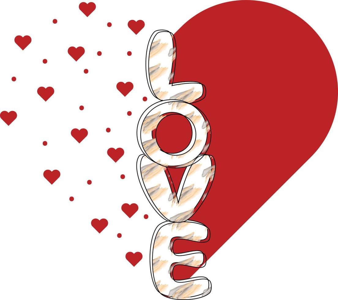 amor con ilustración de diseño de camiseta en forma de corazón vector