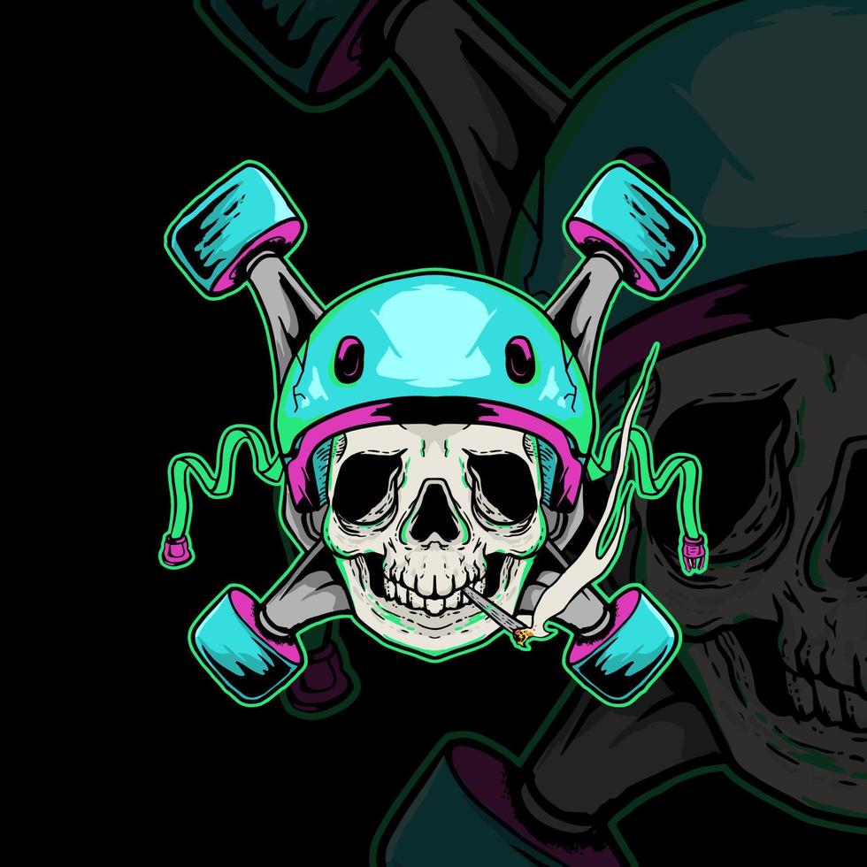skull skate helmet vector