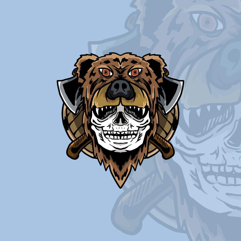 Skull bear head mantle vector