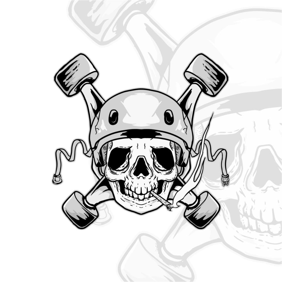 skull skate helmet vector