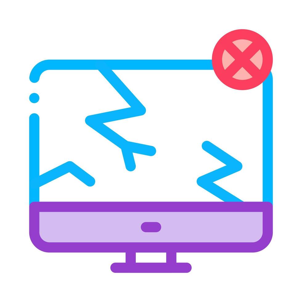 Wrecked Screen Icon Vector Outline Illustration