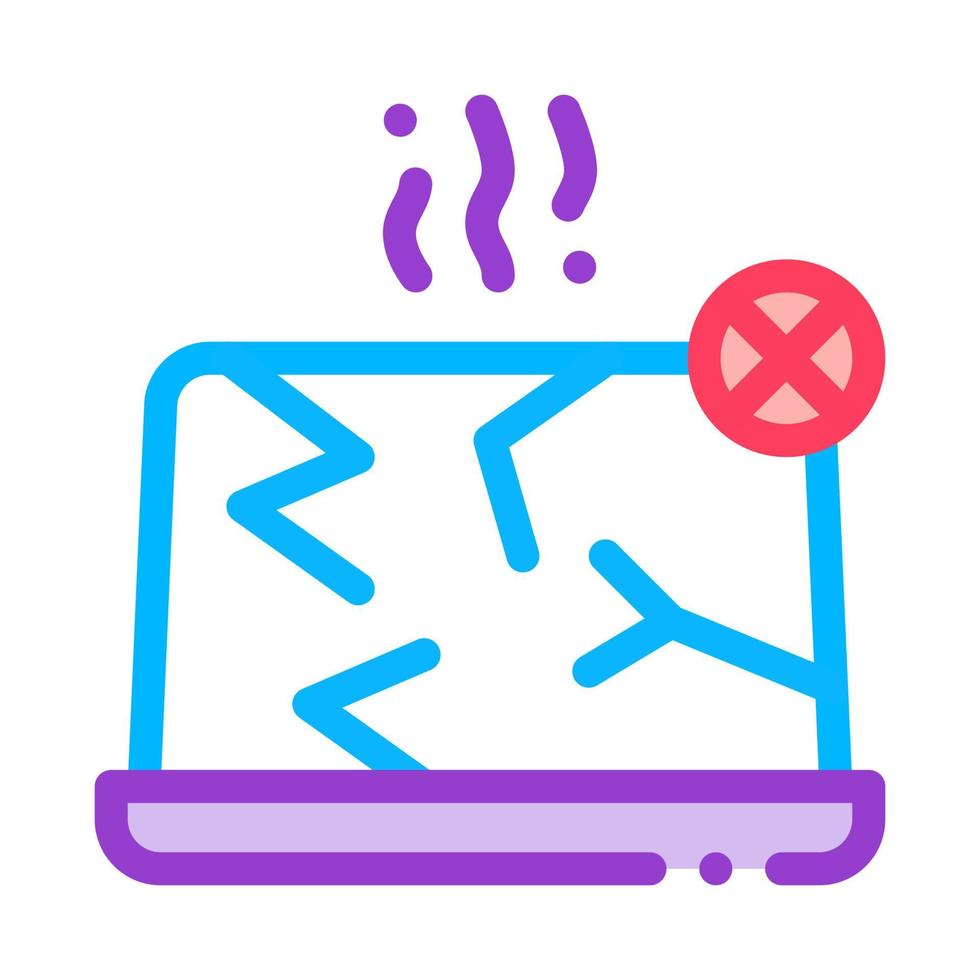 Wrecked Laptop Icon Vector Outline Illustration