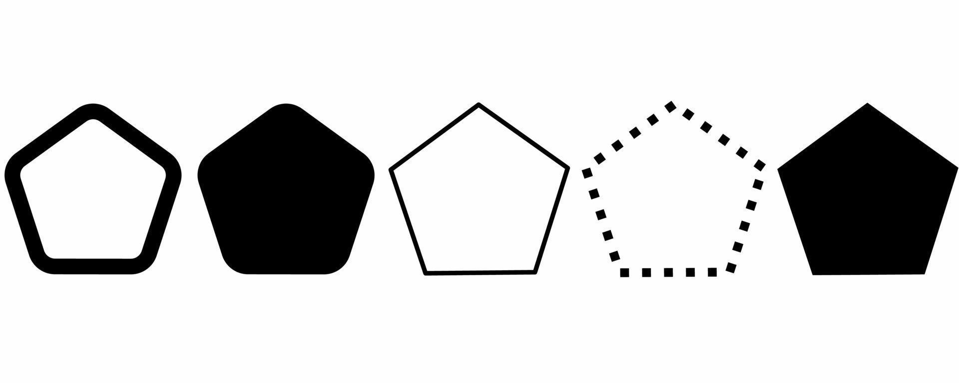 conjunto de forma de pentágono aislado sobre fondo blanco vector
