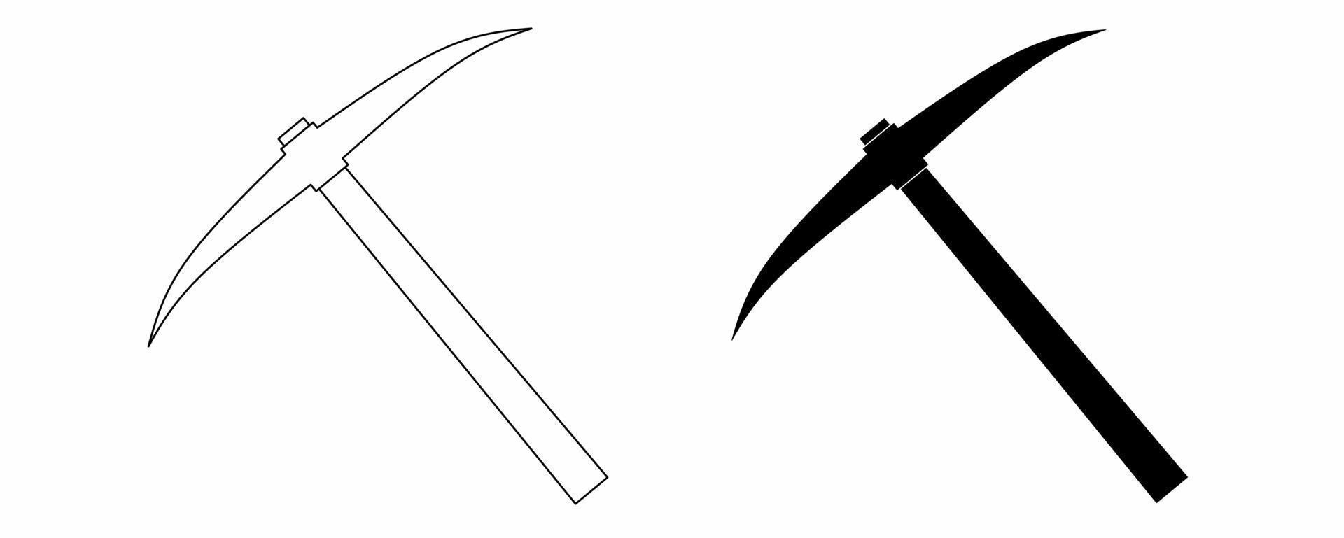 outline silhouette pickaxe icon set isolated on white background vector