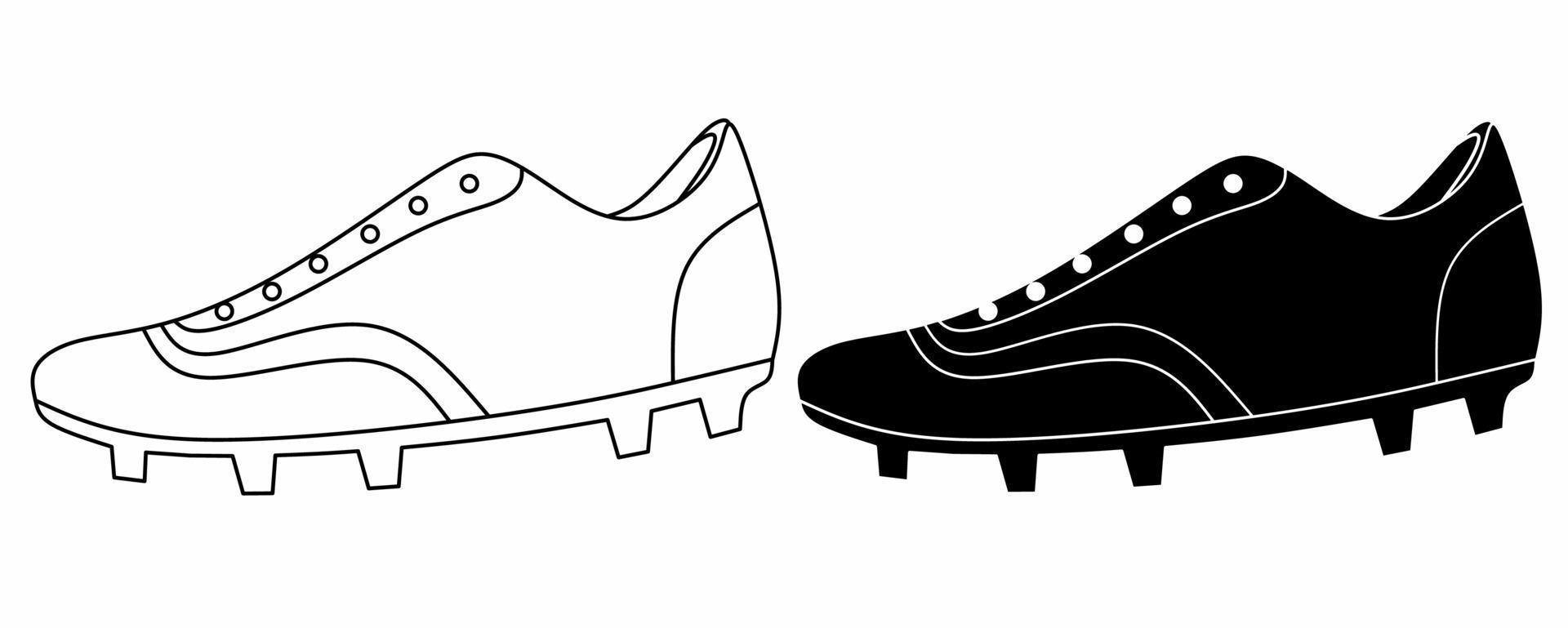 Contorno silueta zapatos de fútbol conjunto de iconos aislado sobre fondo blanco. vector