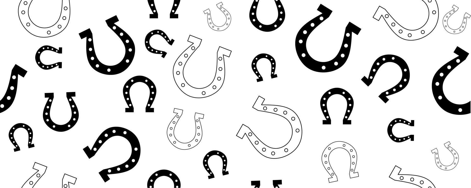 black white horseshoes seamless pattern vector