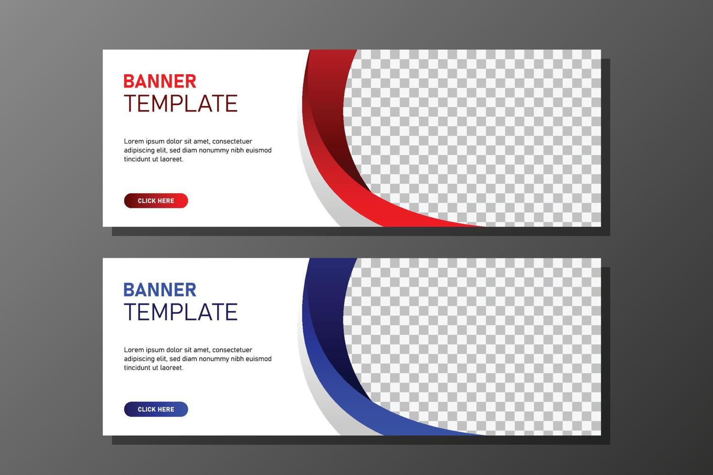 social media web banner template with red and blue abstract design vector