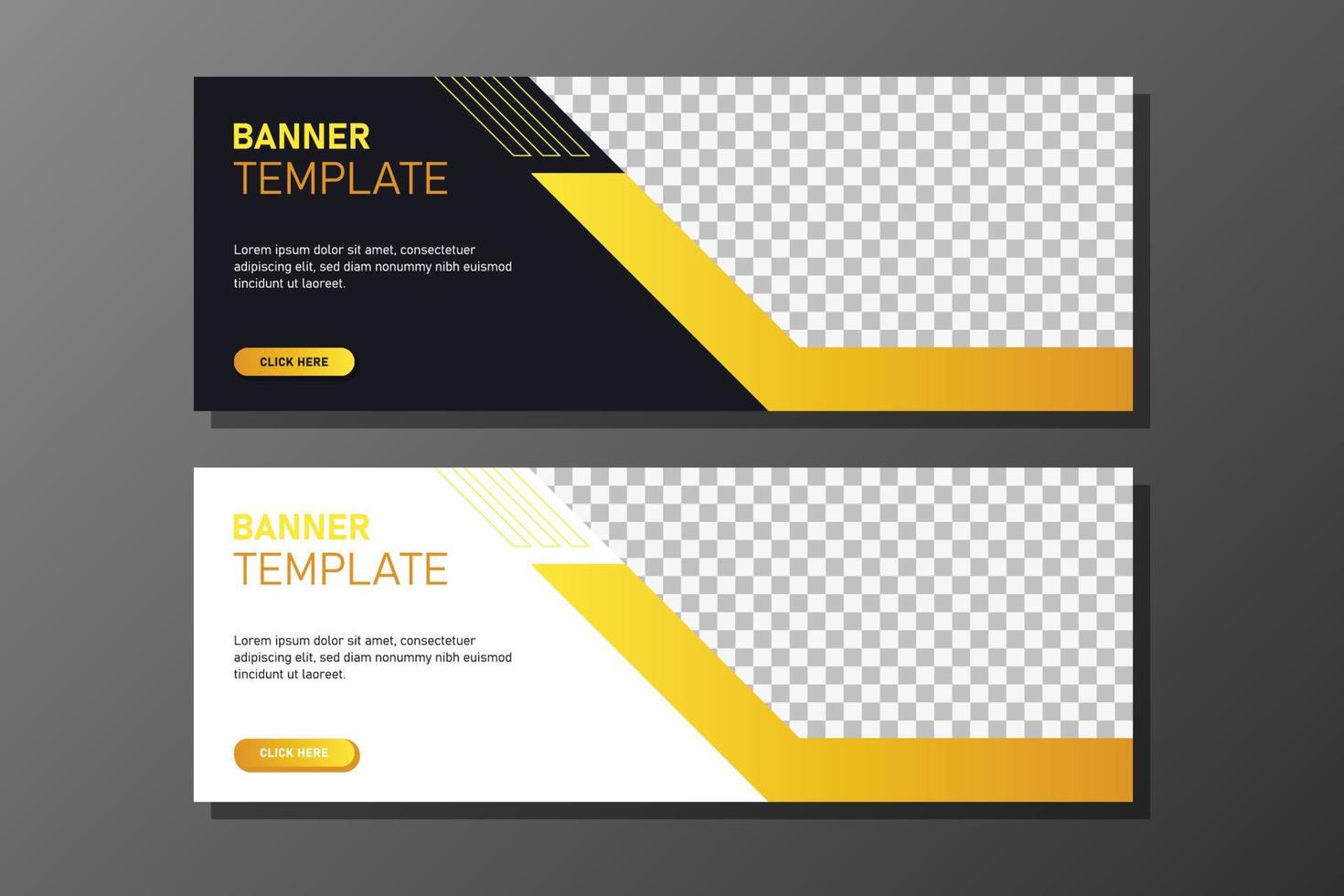 web banner template with geometric yellow design vector