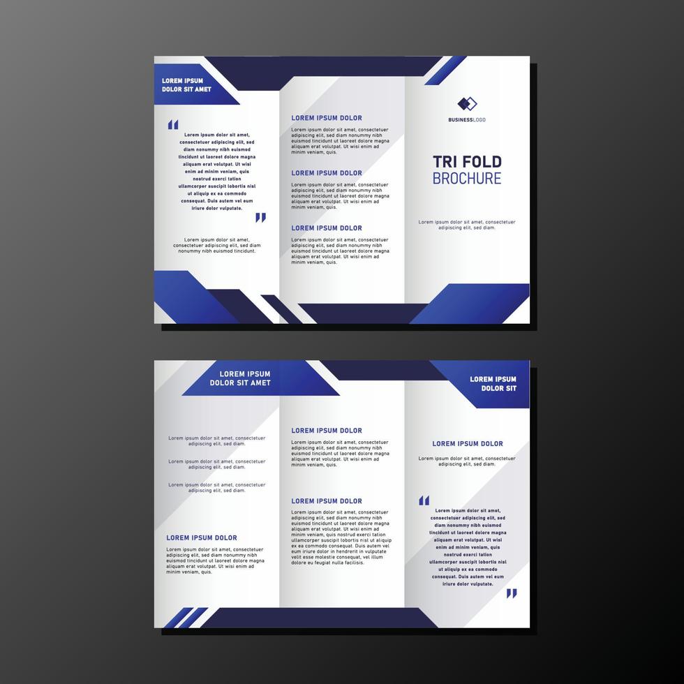 trifold brochure templated with blue geometric design vector