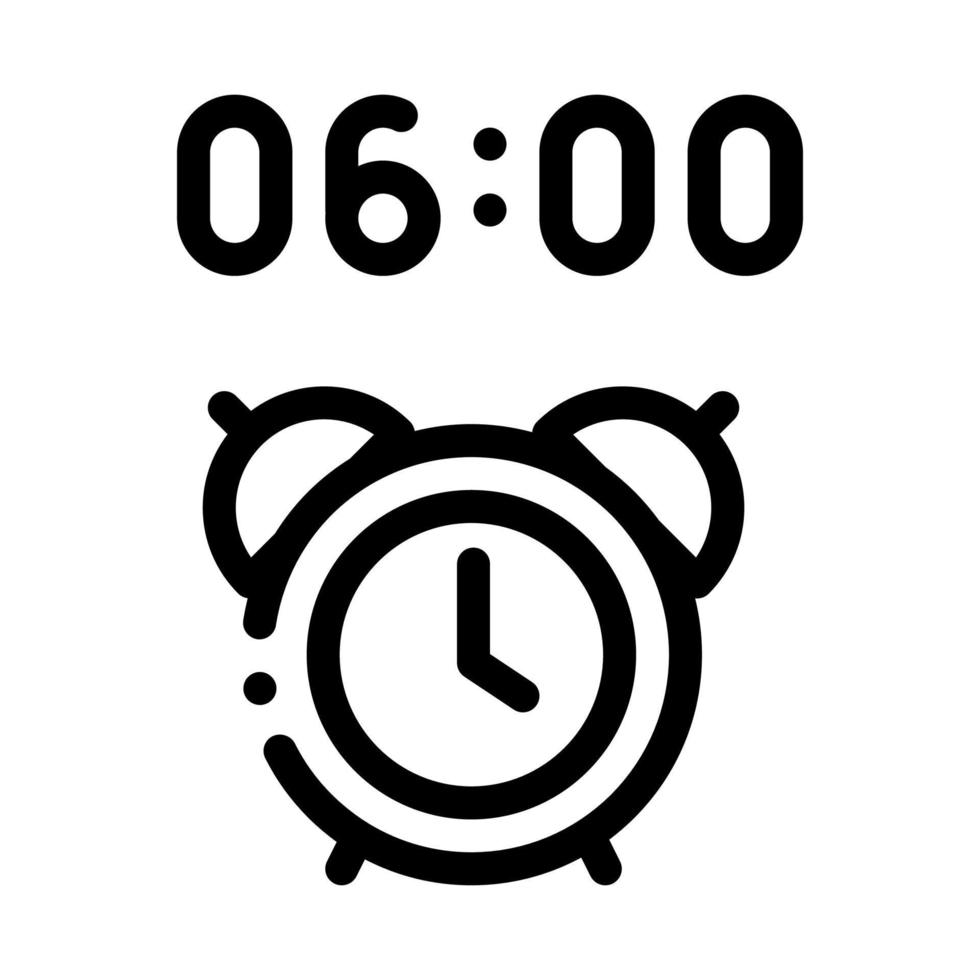 ilustración de esquema de icono de hora de alarma vector