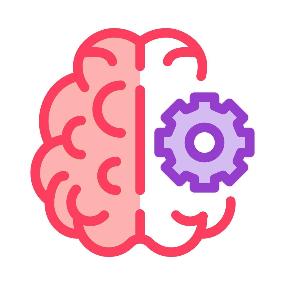 Brain And Mechanism Gear Icon Outline Illustration vector