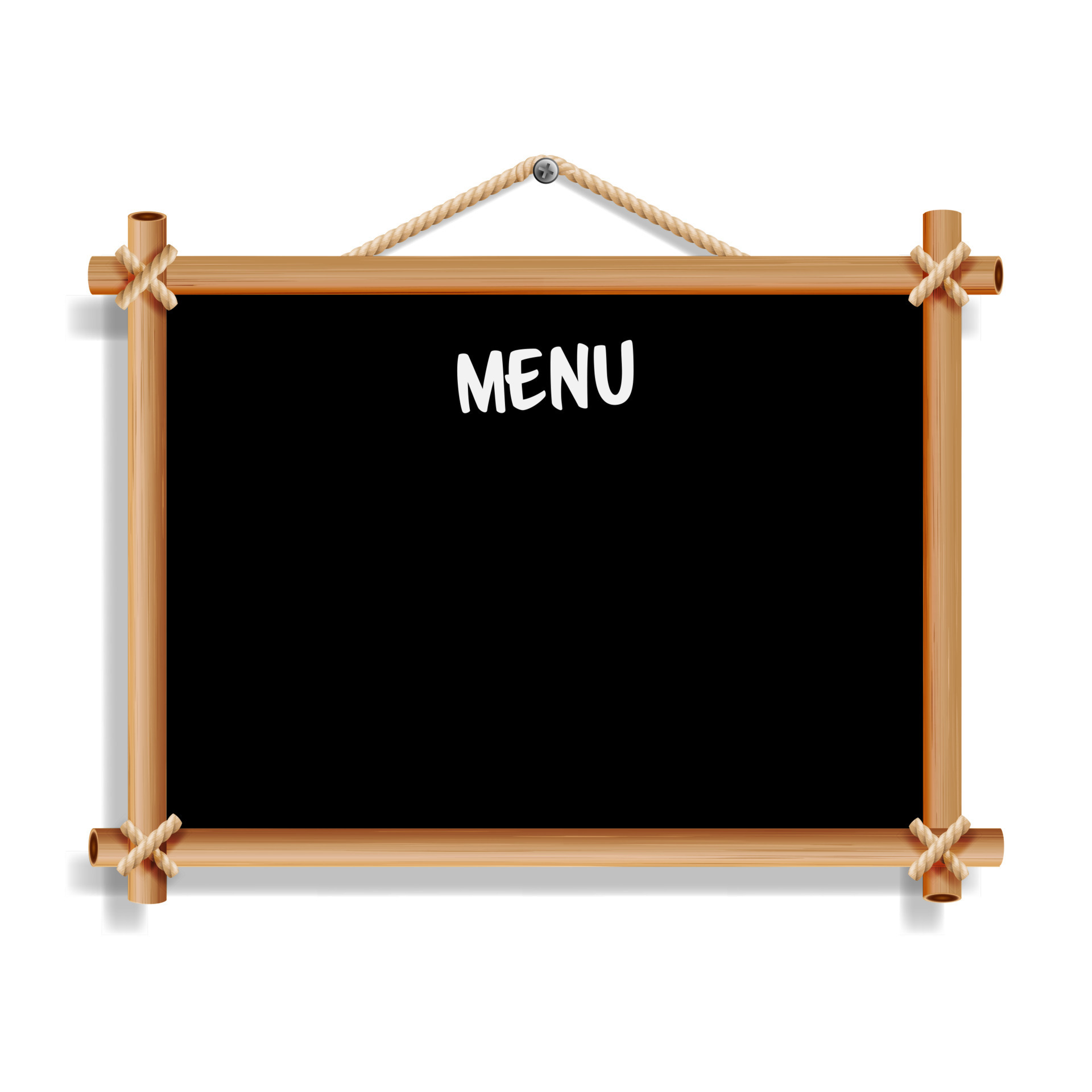 Cafe Menu Board. Isolated On White Background. Realistic Empty Black