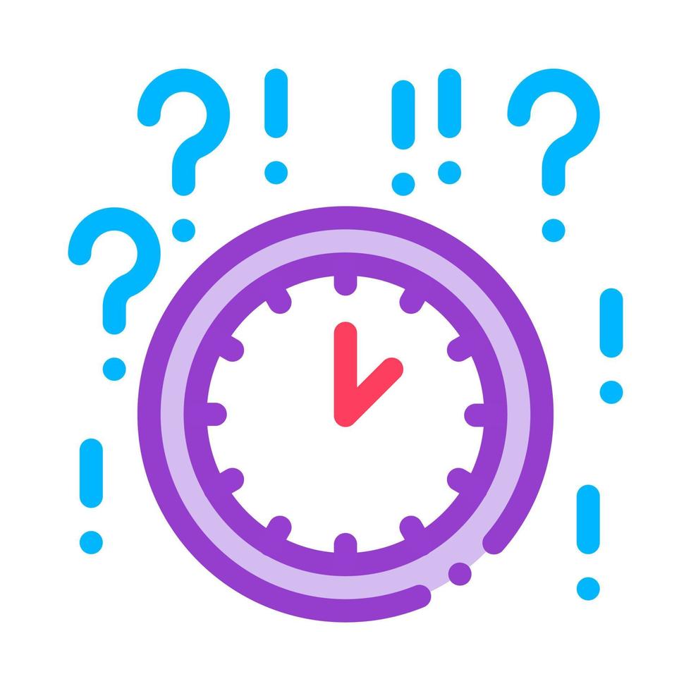 ilustración de esquema de icono de reloj y signo de interrogación vector