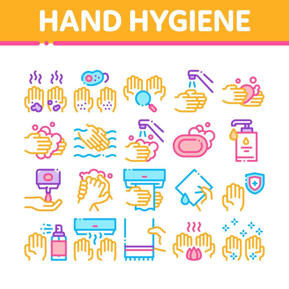 Hand Healthy Hygiene Collection Icons Set Vector