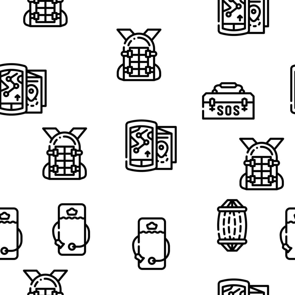 Adventure Equipment Vector Seamless Pattern