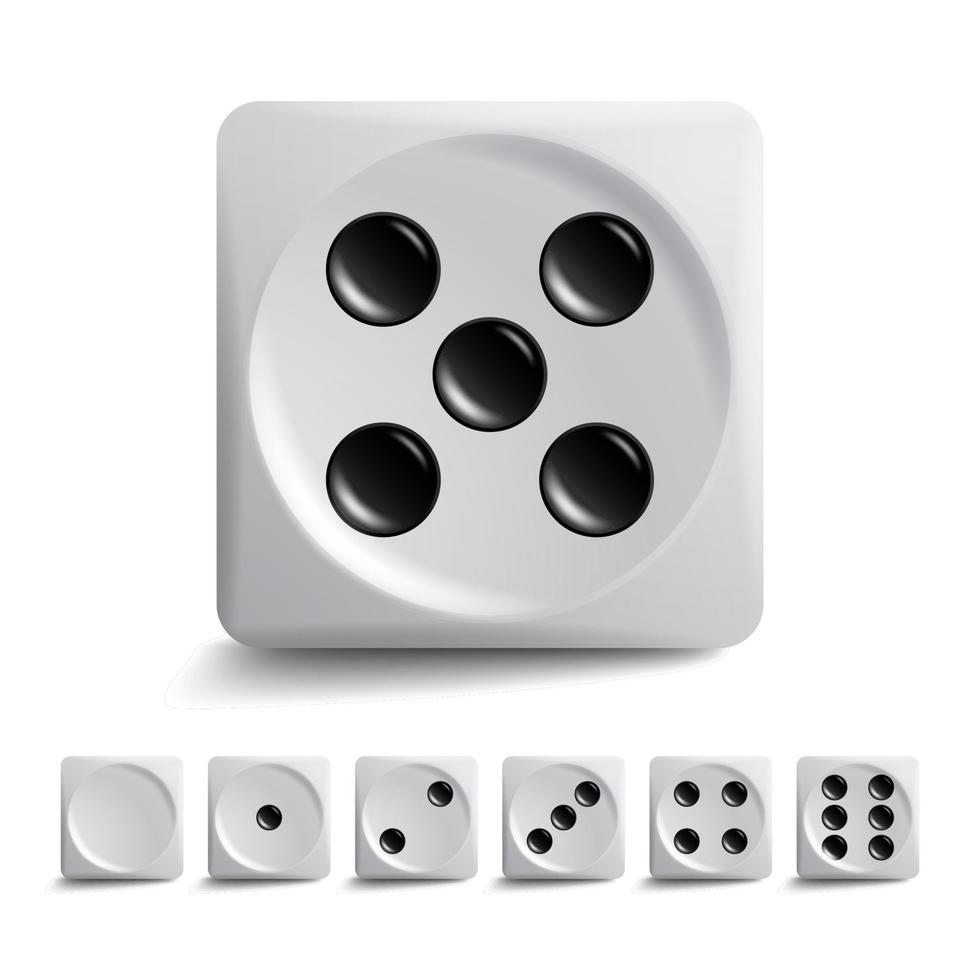Playing Dice Vector Set. Different Variants Game Cubes Isolated. Aauthentic Collection Icons In Realistic Style. Gambling Dice Rolls Concept.