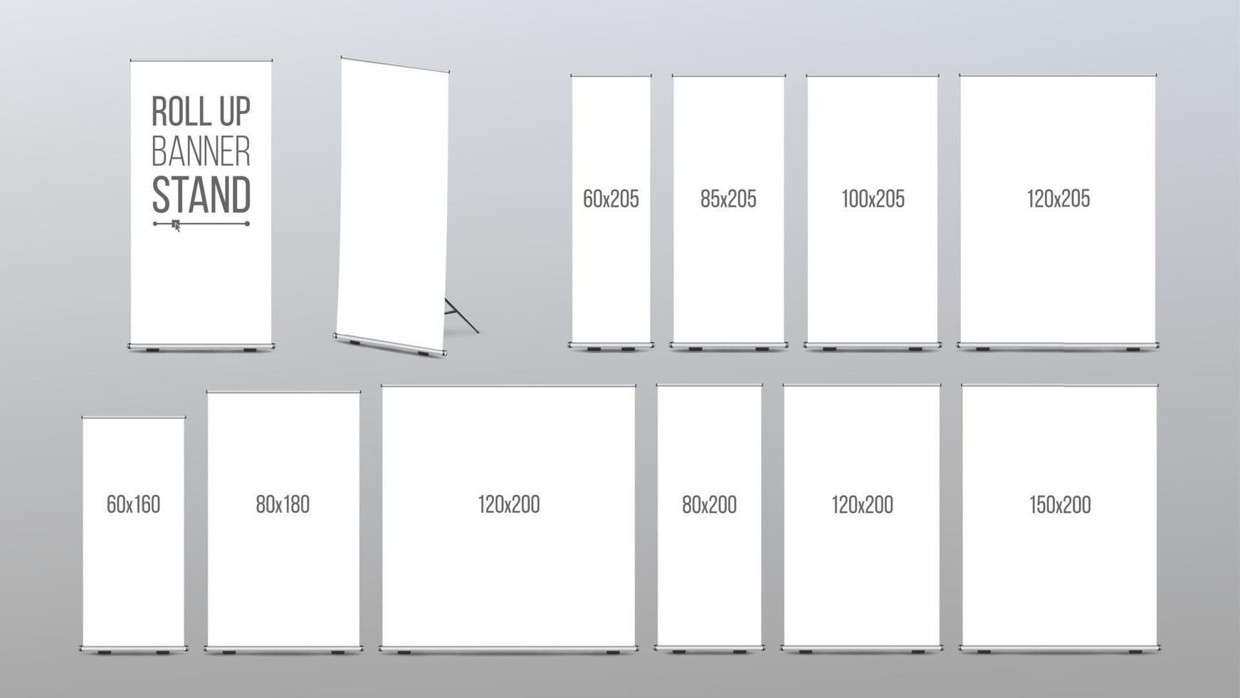 Roll Up Banner Stand Vector. Pop Up Flipchart For Promotional Presentation. Empty Template. Realistic Illustration vector