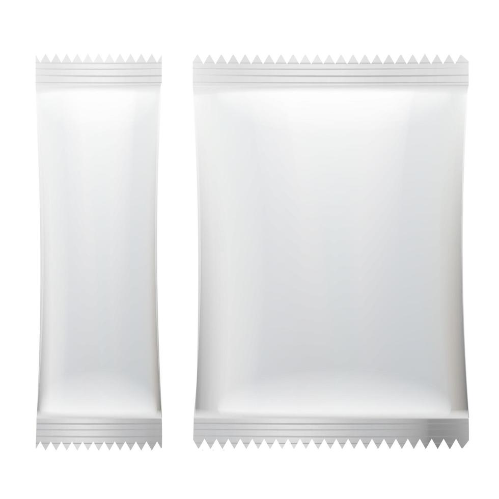 Sachet Vector. White Empty Clean Blank Of Stick Sachet Packaging. Realistic Isolated Illustration vector