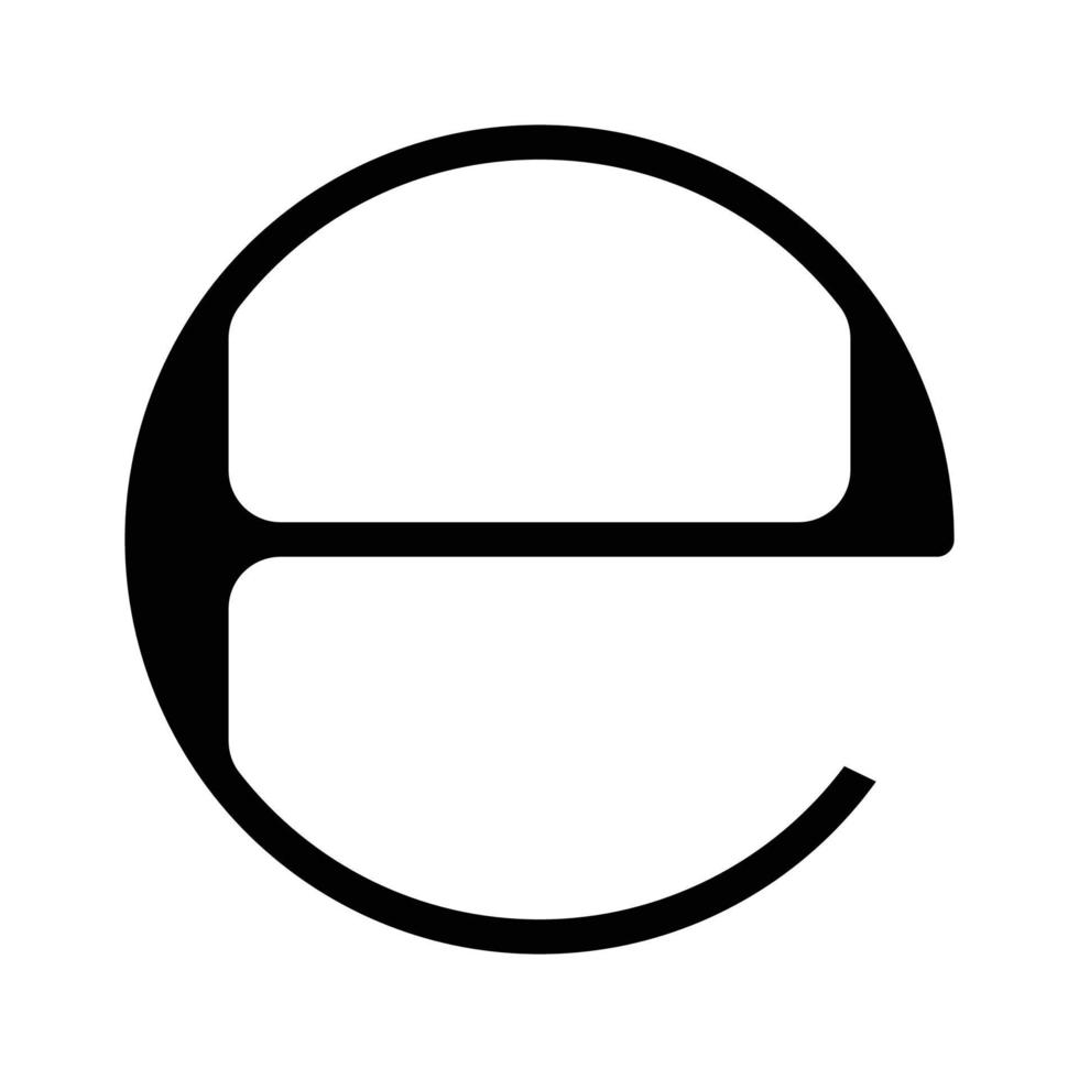 estimated e mark glyph icon vector illustration
