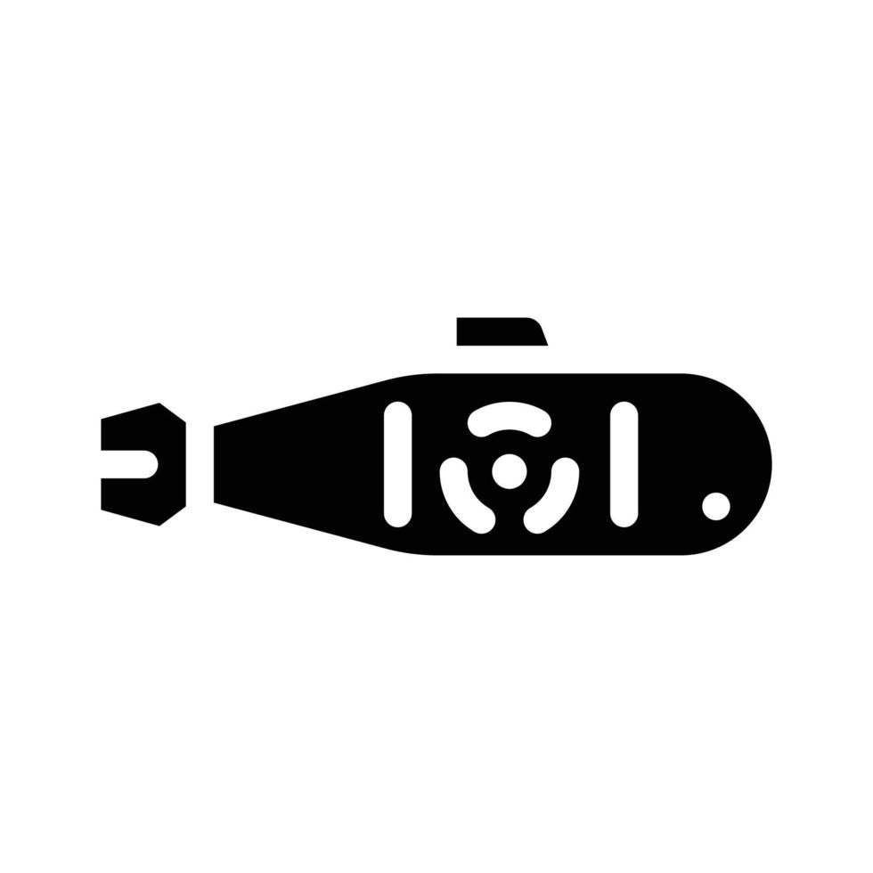 submarino nuclear glifo icono vector negro ilustración