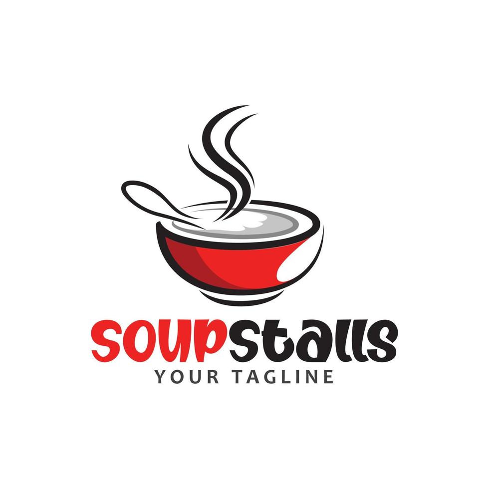 logotipo de tazón rojo de sopa caliente vector