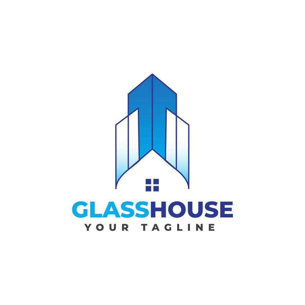 Glass house and building logo vector