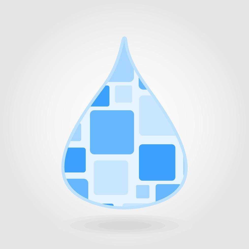 Blue drop of water on a grey background vector