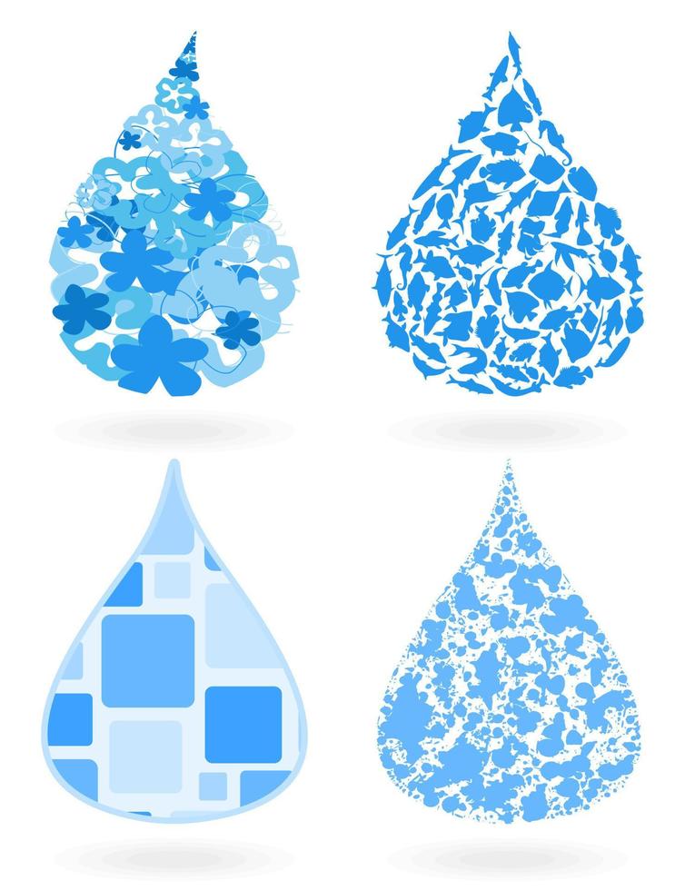 Water drop made of fishes. A vector illustration
