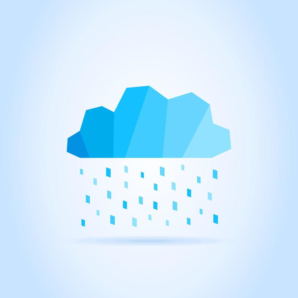 Rain of a drop of water from a blue cloud vector