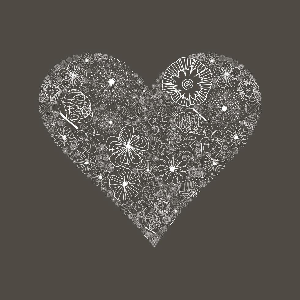 White wedding heart on a grey background. A vector illustration