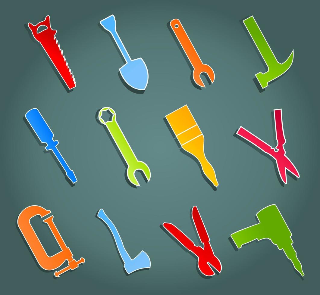 The collection of icons of tools. A vector illustration