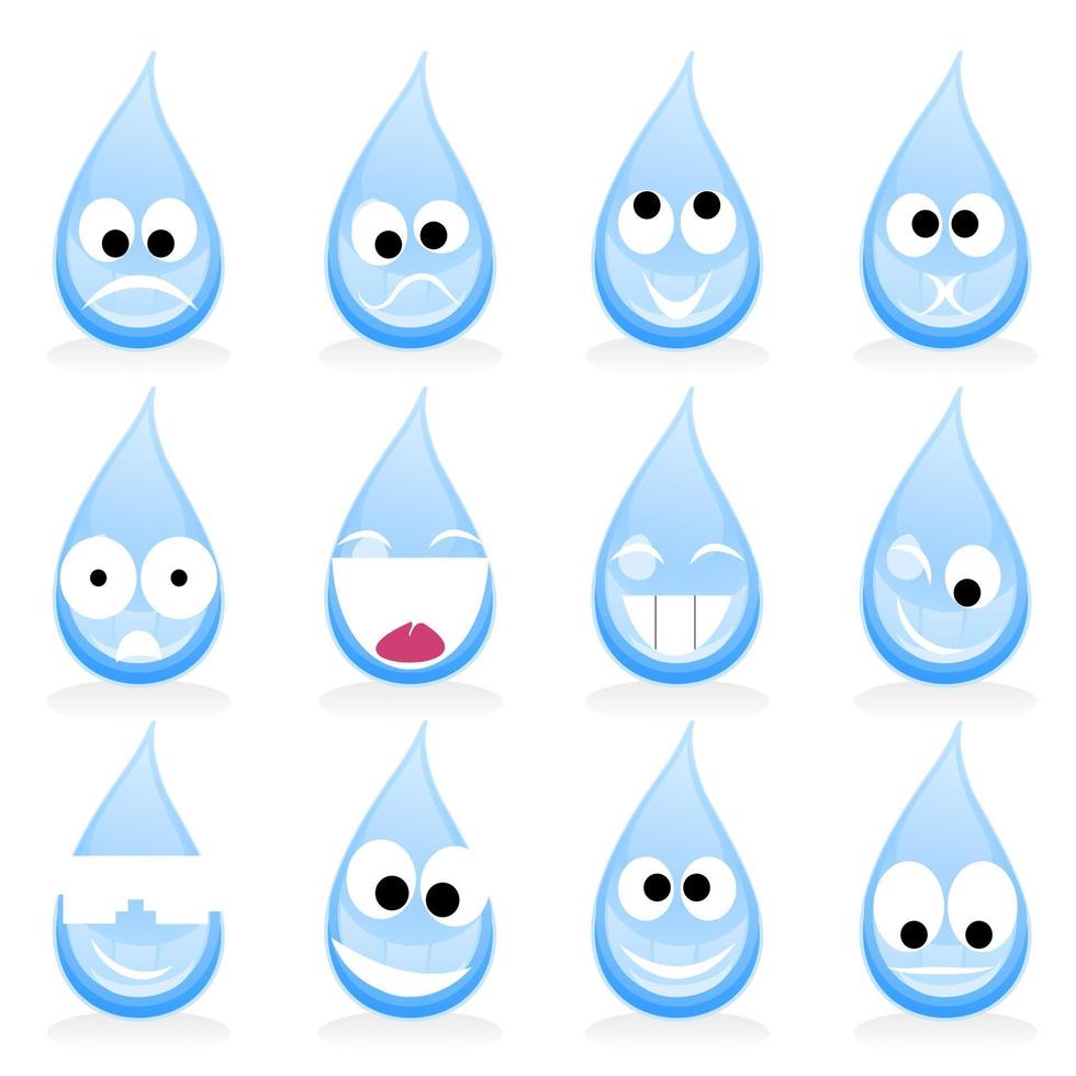 Blue drop of water and smile. A vector illustration