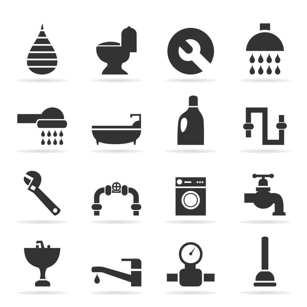 Set of icons on a theme a bathroom. A vector illustration