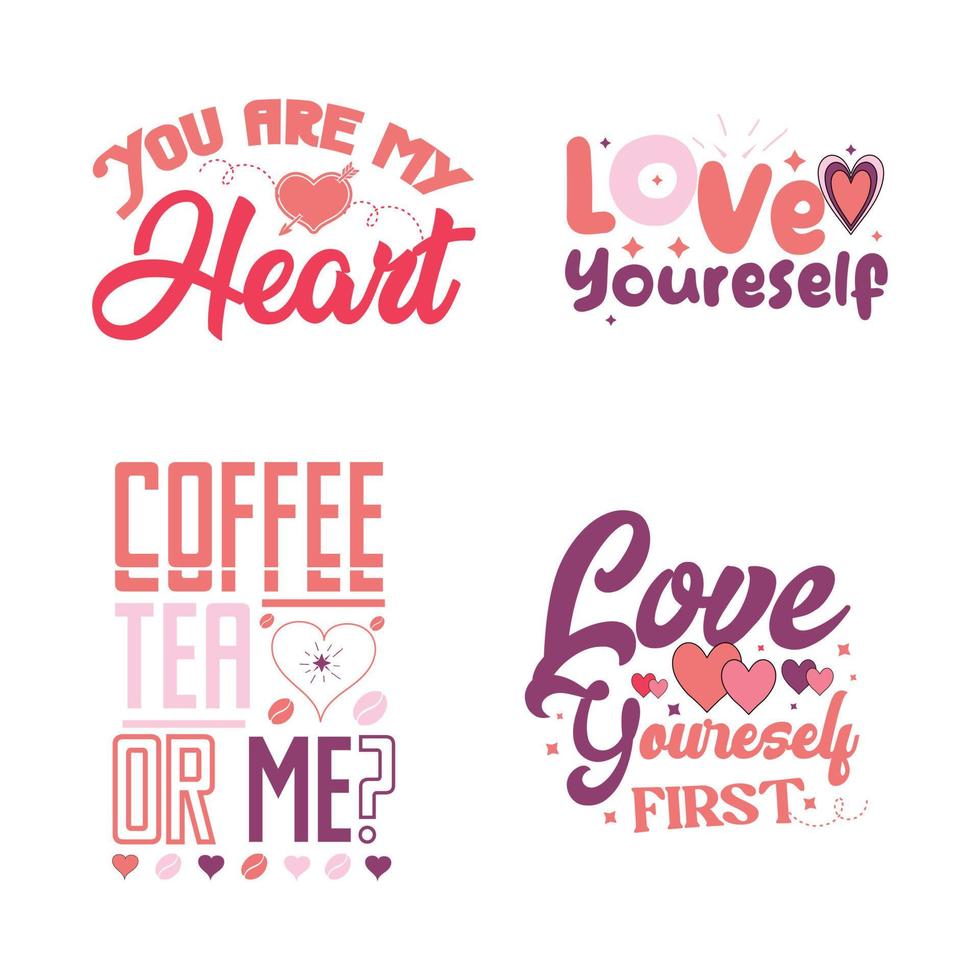 Valentine day typography design vector background