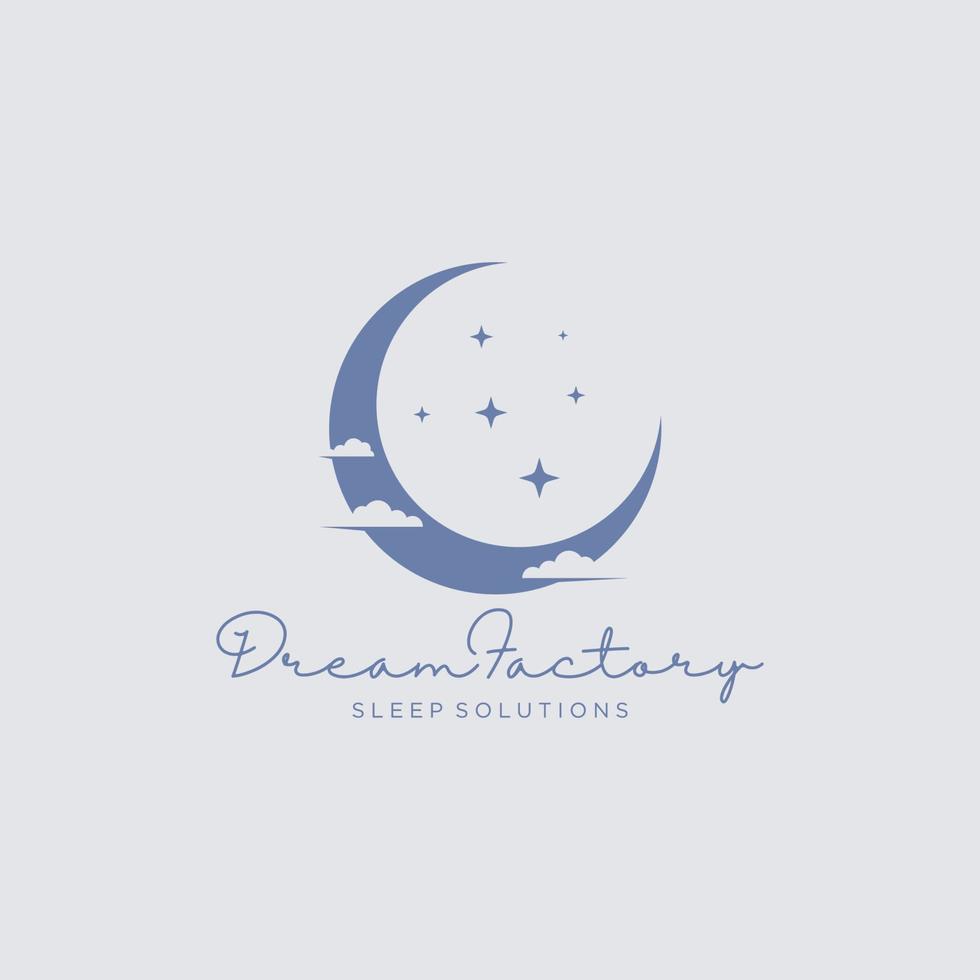 elegante luna creciente y estrella logo diseño línea icono vector en estilo de lujo contorno lineal