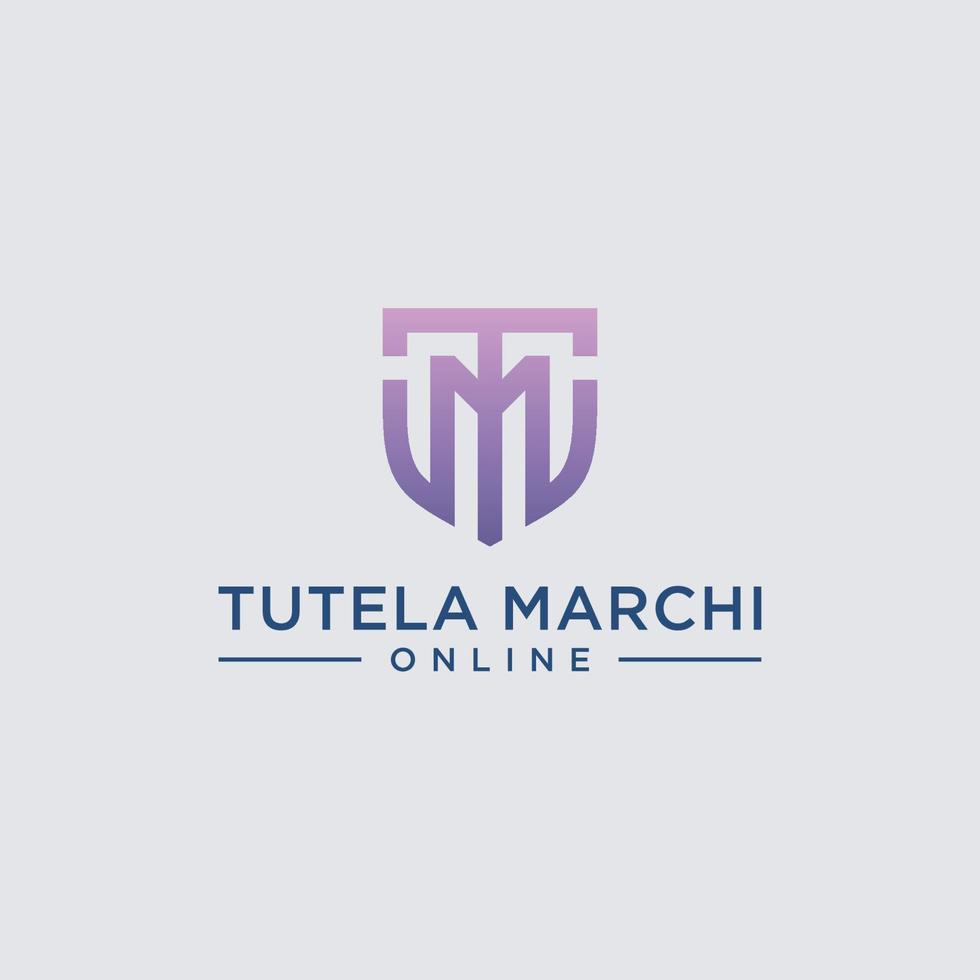 plantilla de diseño de monograma de logotipo inicial tm. logotipo moderno de estilo de forma elegante simple. vector