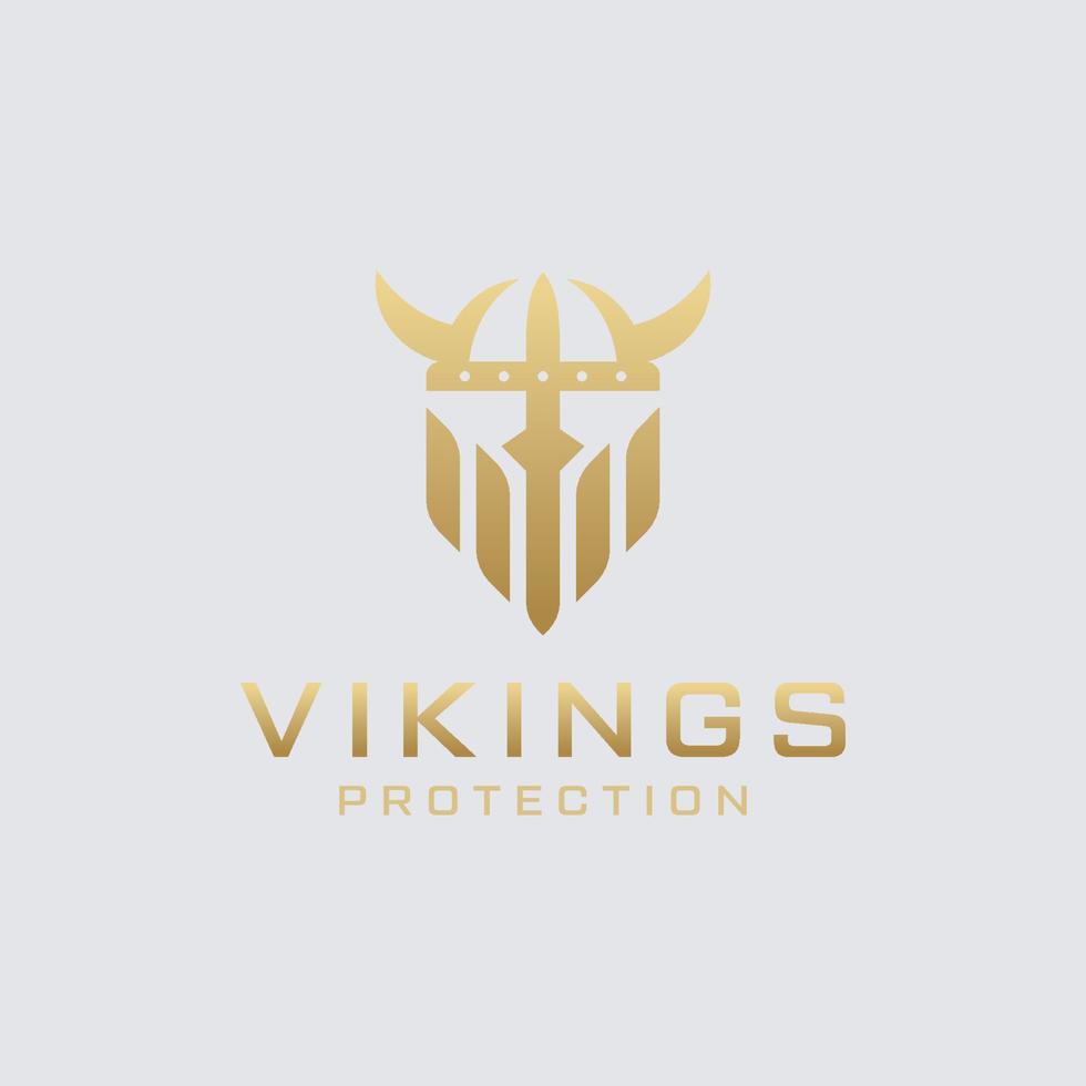 Viking logo design. Nordic warrior symbol. Horned Norseman emblem vector