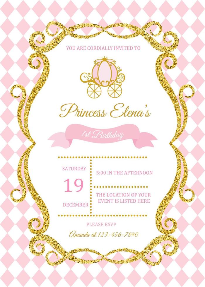 invitation card for the girls first birthday party. Template for baby shower invitation. one year vector