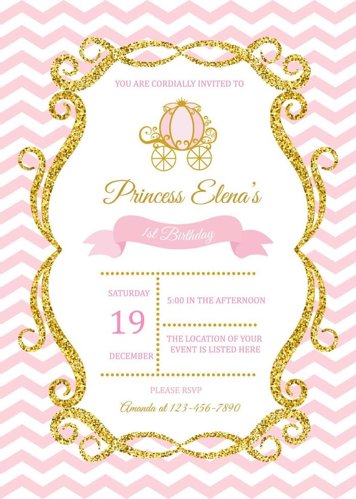 invitation card for the girls first birthday party. Template for baby shower invitation. one year vector