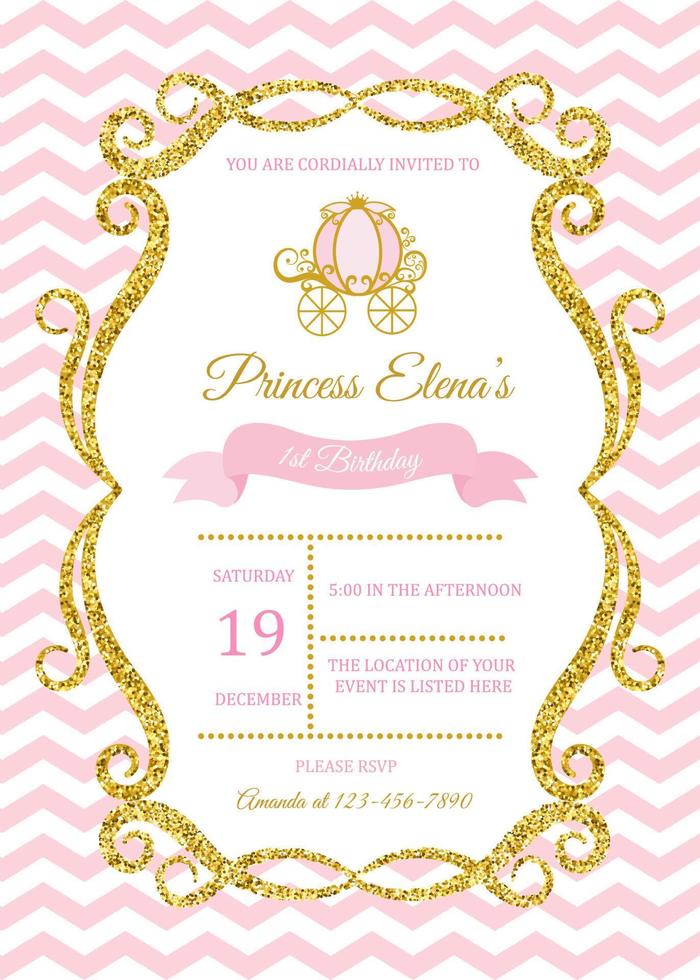 invitation card for the girls first birthday party. Template for baby shower invitation. one year vector